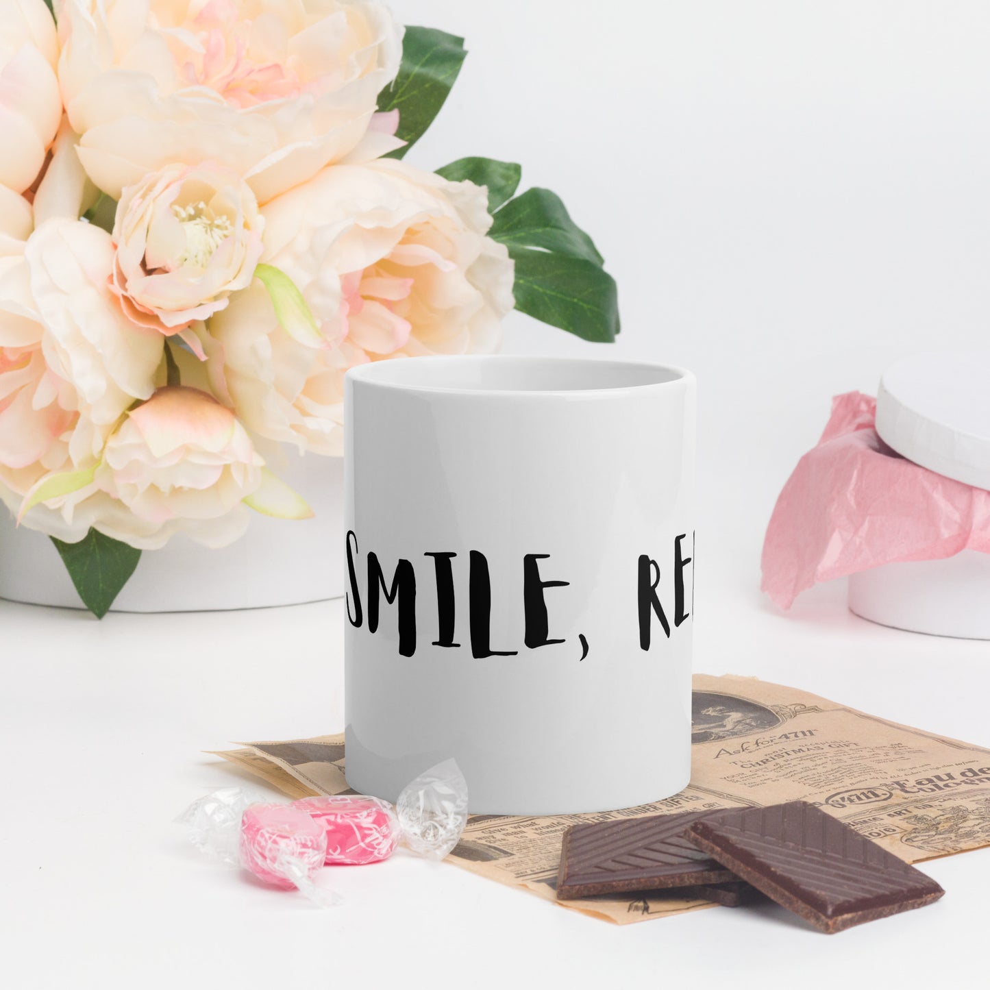 Sip, smile, repeat-White glossy mug