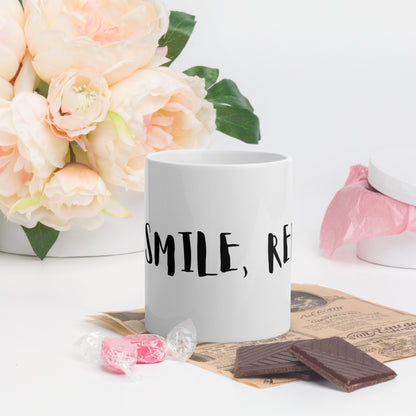 Sip, smile, repeat-White glossy mug