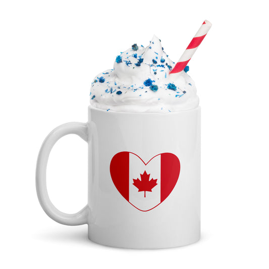 Canada Flag w/ heart-White glossy mug